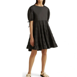 Merlette Sering Puff Sleeve Dress in Black